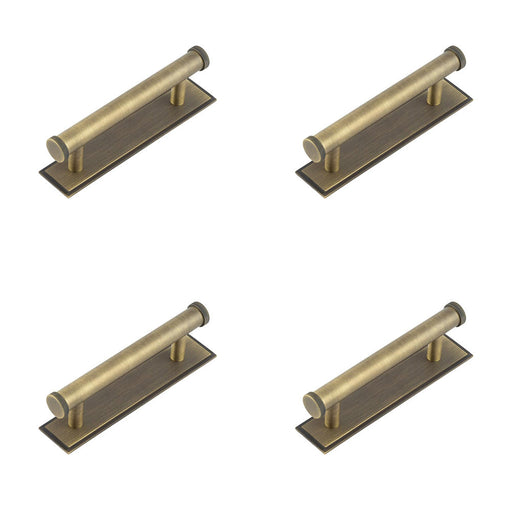 PACK Stylish 96mm Antique Brass Cabinet Handle with Stepped Backplate Kitchen Drawer Pull Handle