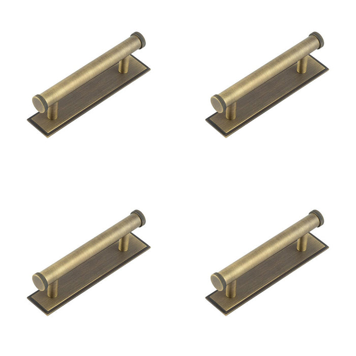 PACK Stylish 96mm Antique Brass Cabinet Handle with Stepped Backplate Kitchen Drawer Pull Handle