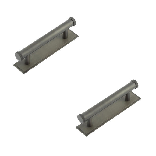 PACK Stylish 96mm Center Stepped Backplate Cabinet Handle Dark Bronze Kitchen Drawer Pull Handle (1)