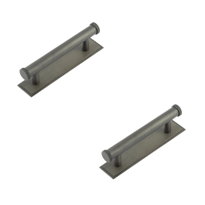 PACK Stylish 96mm Center Stepped Backplate Cabinet Handle Dark Bronze Kitchen Drawer Pull Handle (1)