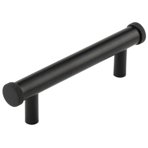 Stylish Matt Black 96mm Cabinet Handle with Knurled Diamond Design Kitchen Drawer Pull Handle