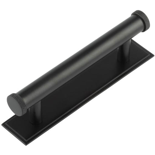 Stylish 96mm Cabinet Handle with Stepped Backplate Matt Black Finish Kitchen Drawer Pull Handle