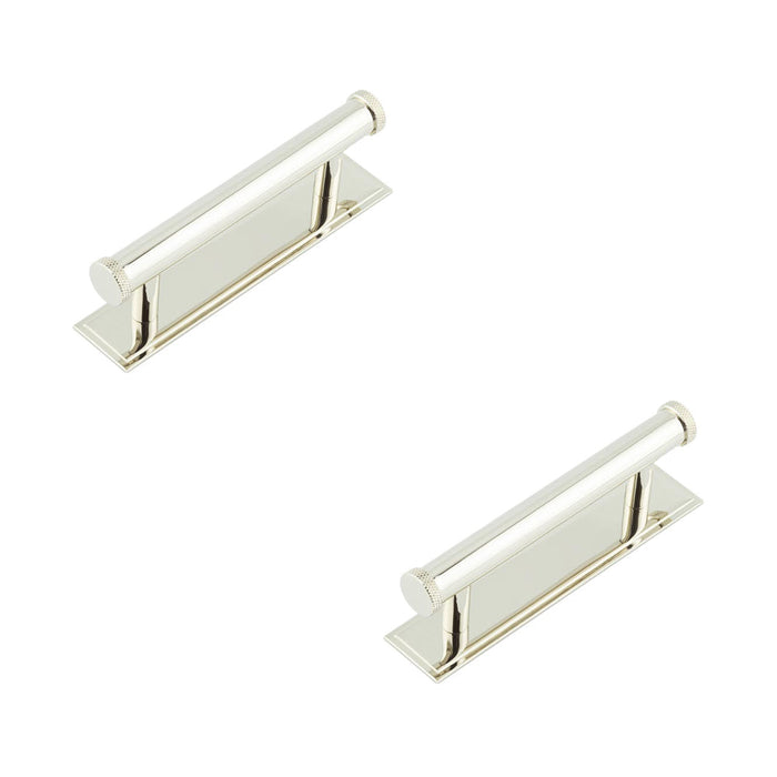 PACK Stylish 96mm Polished Nickel Cabinet Handle with Stepped Backplate Kitchen Drawer Pull Handle (2)