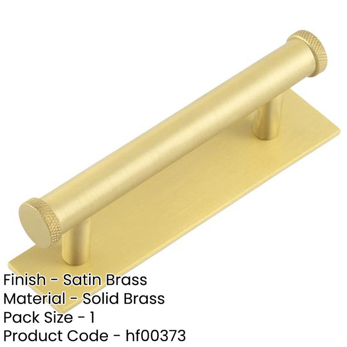 Stylish 96mm Satin Brass Cabinet Handle with Plain Backplate Kitchen Drawer Pull Handle-1