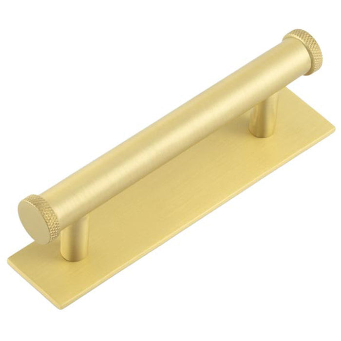 Stylish 96mm Satin Brass Cabinet Handle with Plain Backplate Kitchen Drawer Pull Handle