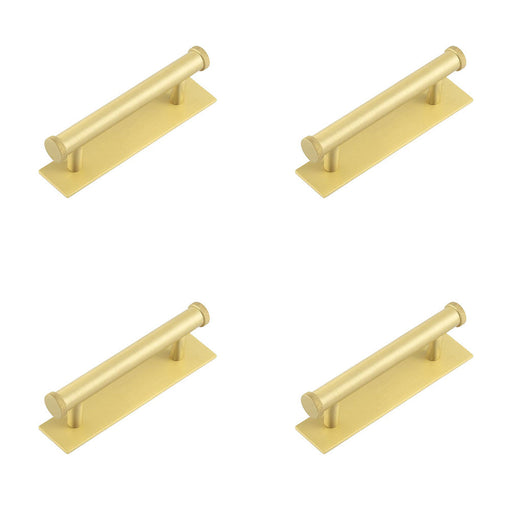 PACK Stylish 96mm Satin Brass Cabinet Handle with Plain Backplate Kitchen Drawer Pull Handle