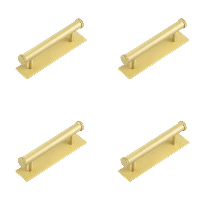 PACK Stylish 96mm Satin Brass Cabinet Handle with Plain Backplate Kitchen Drawer Pull Handle