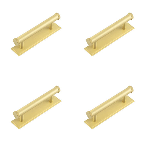 PACK Stylish 96mm Satin Brass Cabinet Handle with Stepped Backplate Kitchen Drawer Pull Handle