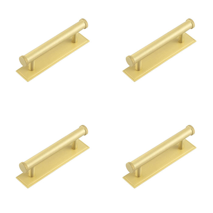 PACK Stylish 96mm Satin Brass Cabinet Handle with Stepped Backplate Kitchen Drawer Pull Handle