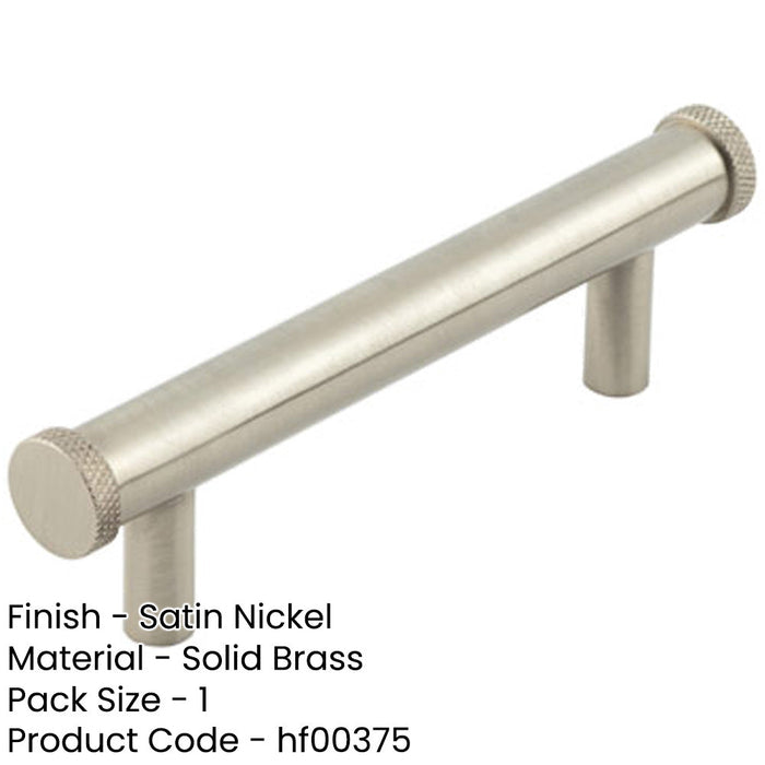 Stylish 96mm Satin Nickel Cabinet Handle with Knurled Design Kitchen Drawer Pull Handle-1