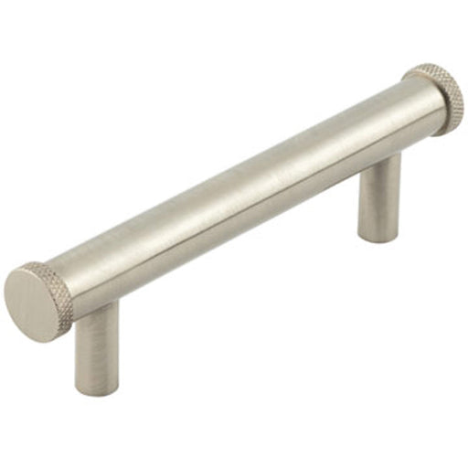 Stylish 96mm Satin Nickel Cabinet Handle with Knurled Design Kitchen Drawer Pull Handle