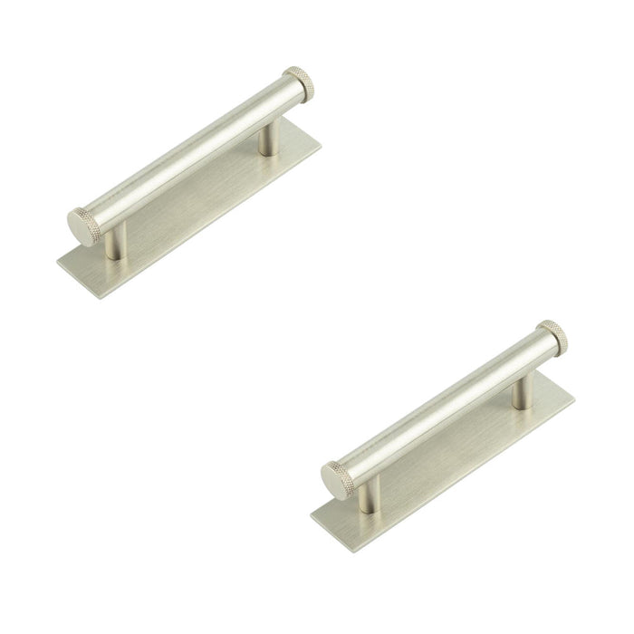 PACK Stylish 96mm Satin Nickel Cabinet Handle with Plain Backplate Kitchen Drawer Pull Handle (1)