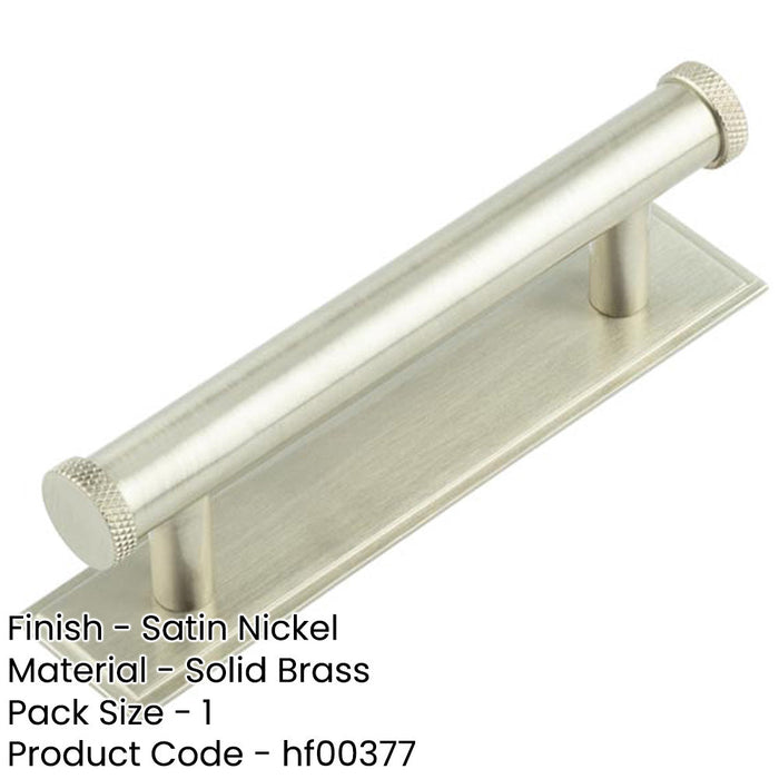 Satin Nickel Cabinet Handle with Stepped Backplate 96mm Centers Modern Interiors Kitchen Drawer Pull Handle-1