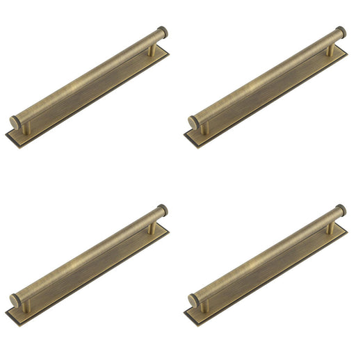 PACK Stylish 224mm Antique Brass Cabinet Handle with Stepped Backplate Kitchen Drawer Pull Handle