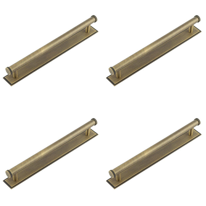 PACK Stylish 224mm Antique Brass Cabinet Handle with Stepped Backplate Kitchen Drawer Pull Handle