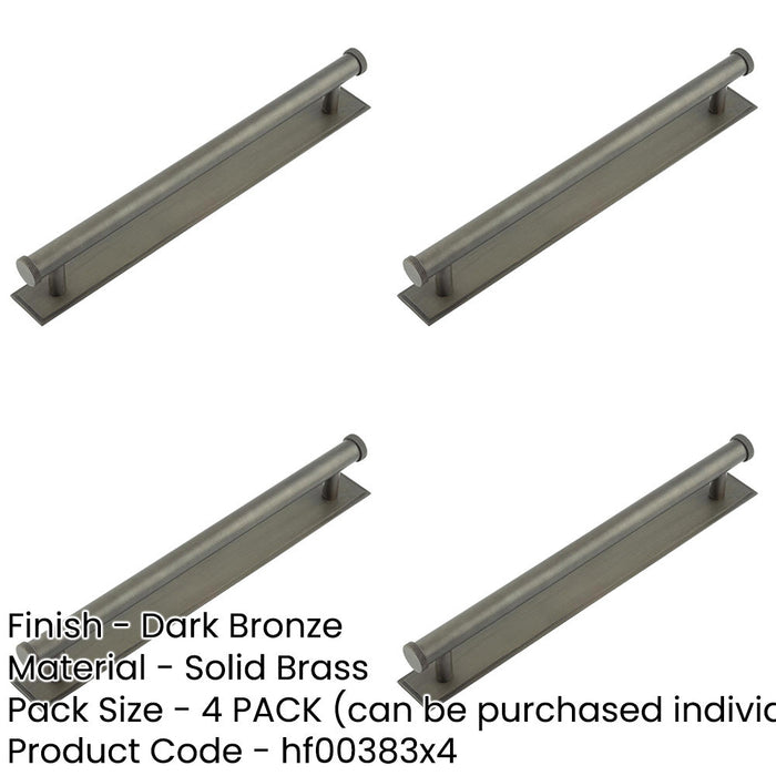 PACK Stylish Dark Bronze Cabinet Handle with Stepped Backplate 224mm Centers Kitchen Drawer Pull Handle-1