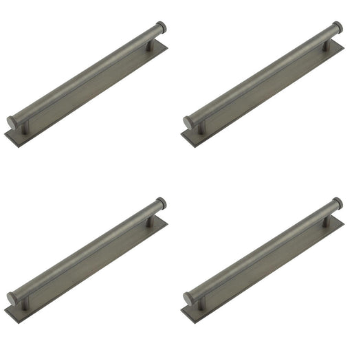 PACK Stylish Dark Bronze Cabinet Handle with Stepped Backplate 224mm Centers Kitchen Drawer Pull Handle