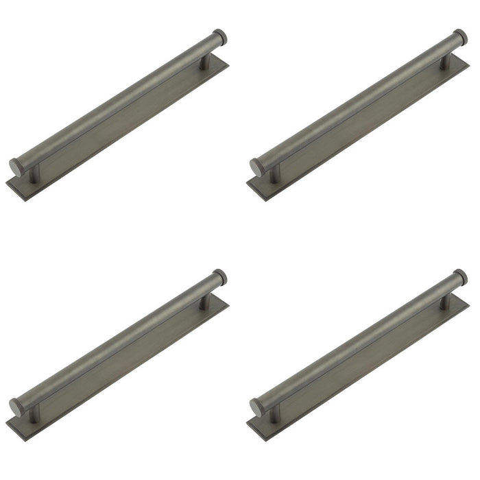 PACK Stylish Dark Bronze Cabinet Handle with Stepped Backplate 224mm Centers Kitchen Drawer Pull Handle