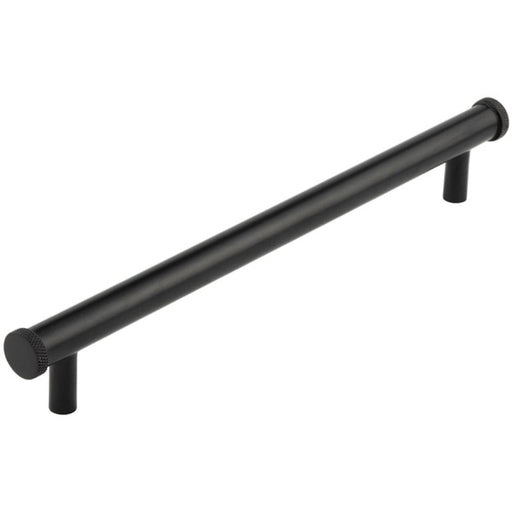 Stylish 224mm Matt Black Cabinet Handle with Knurled Design Kitchen Drawer Pull Handle