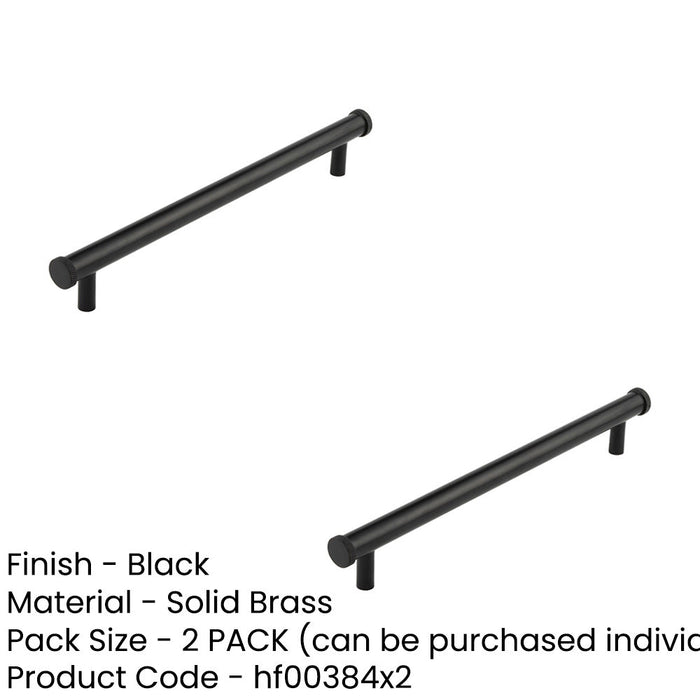 PACK Stylish 224mm Matt Black Cabinet Handle with Knurled Design Kitchen Drawer Pull Handle (1)-1