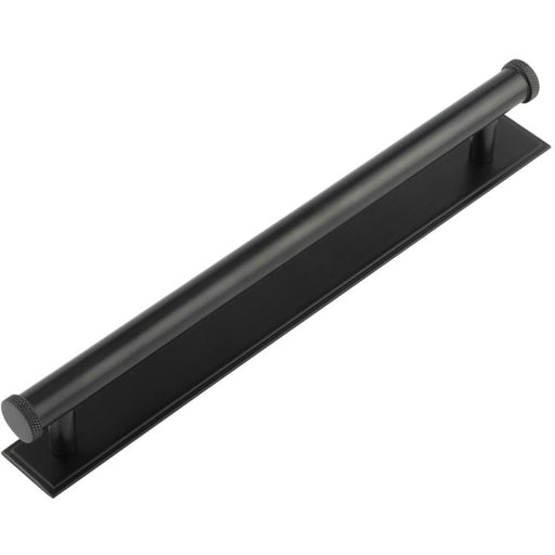 Stylish 224mm Stepped Backplate Cabinet Handle Matt Black Finish Kitchen Drawer Pull Handle