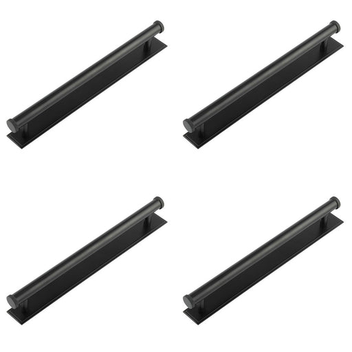 PACK Stylish 224mm Stepped Backplate Cabinet Handle Matt Black Finish Kitchen Drawer Pull Handle