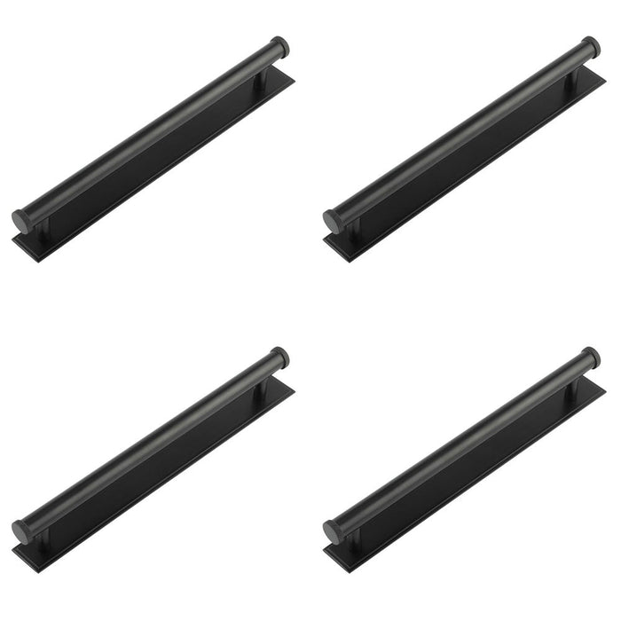 PACK Stylish 224mm Stepped Backplate Cabinet Handle Matt Black Finish Kitchen Drawer Pull Handle