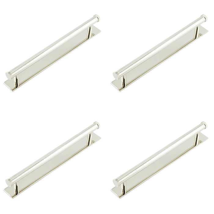 PACK Stylish 224mm Polished Nickel Cabinet Pull Handle with Plain Backplate Kitchen Drawer Pull Handle
