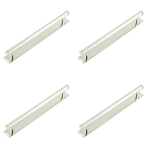 PACK Stylish Polished Nickel Cabinet Handle with Stepped Backplate 224mm Ctrs Kitchen Drawer Pull Handle
