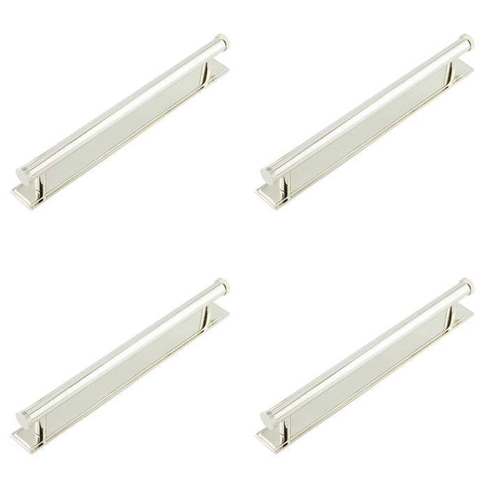 PACK Stylish Polished Nickel Cabinet Handle with Stepped Backplate 224mm Ctrs Kitchen Drawer Pull Handle