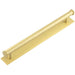 Stylish 224mm Satin Brass Cabinet Handle with Stepped Backplate Kitchen Drawer Pull Handle