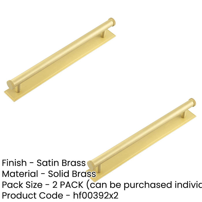 PACK Stylish 224mm Satin Brass Cabinet Handle with Stepped Backplate Kitchen Drawer Pull Handle (2)-1