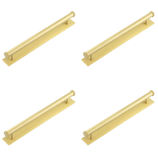 PACK Stylish 224mm Satin Brass Cabinet Handle with Stepped Backplate Kitchen Drawer Pull Handle
