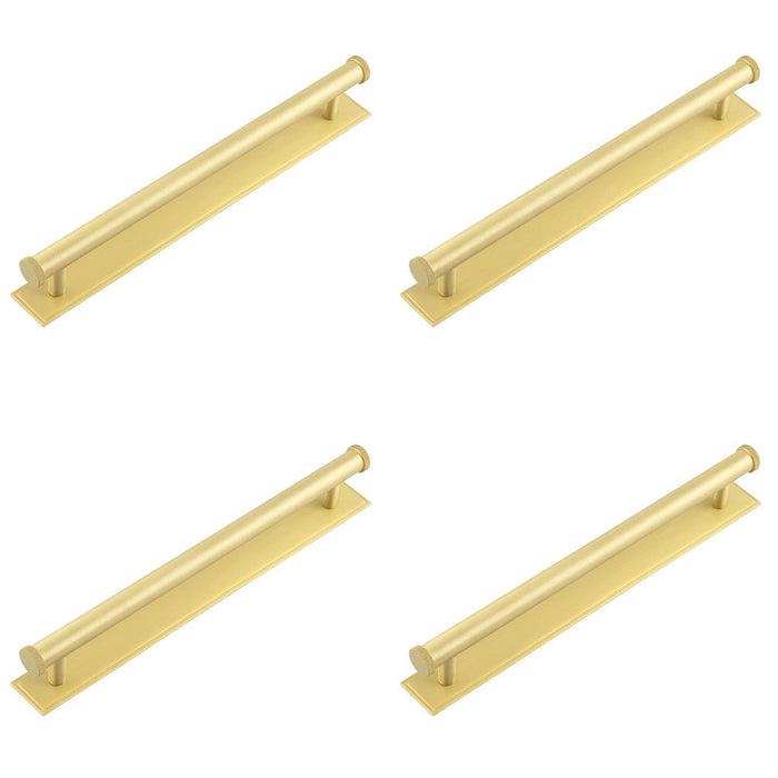 PACK Stylish 224mm Satin Brass Cabinet Handle with Stepped Backplate Kitchen Drawer Pull Handle
