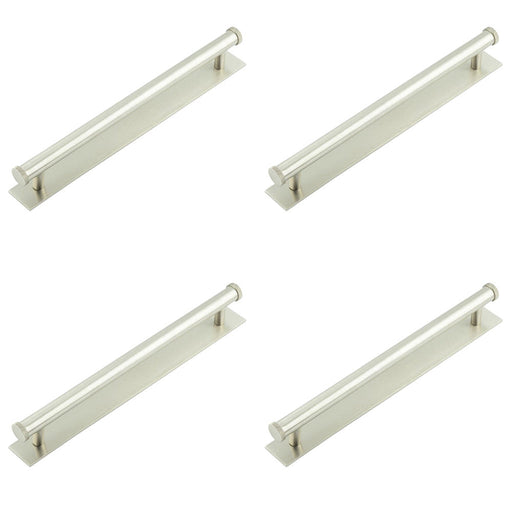 PACK Stylish 224mm Satin Nickel Cabinet Handle with Plain Backplate Kitchen Drawer Pull Handle