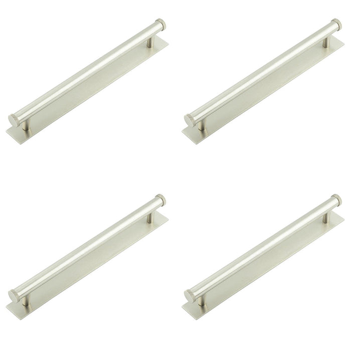 PACK Stylish 224mm Satin Nickel Cabinet Handle with Plain Backplate Kitchen Drawer Pull Handle