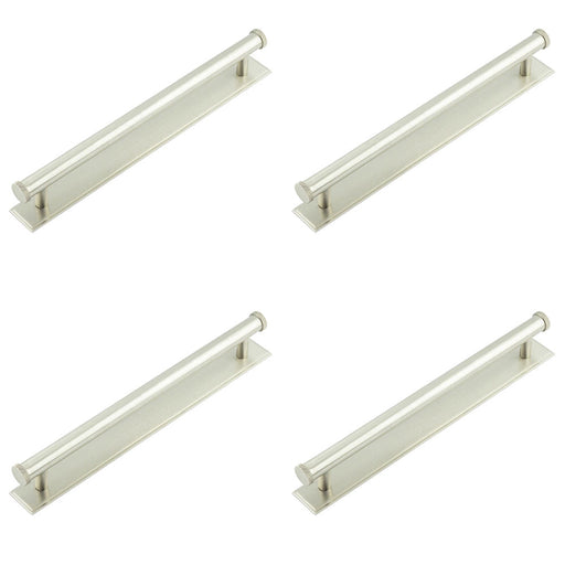 PACK Stylish Satin Nickel Cabinet Handle with Stepped Backplate Kitchen Drawer Pull Handle