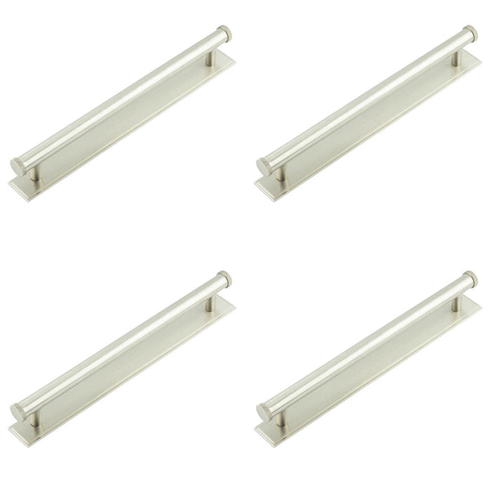 PACK Stylish Satin Nickel Cabinet Handle with Stepped Backplate Kitchen Drawer Pull Handle