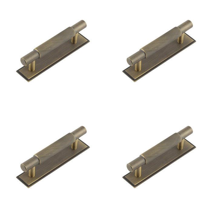 PACK Stylish 96mm Antique Brass Cabinet Handle with Stepped Backplate Kitchen Drawer Pull Handle (1)