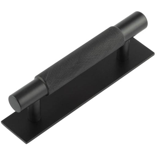 Stylish 96mm Matt Black Cabinet Handle with Solid Brass Backplate Kitchen Drawer Pull Handle