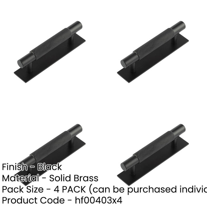 PACK Stylish 96mm Matt Black Cabinet Handle with Solid Brass Backplate Kitchen Drawer Pull Handle-1