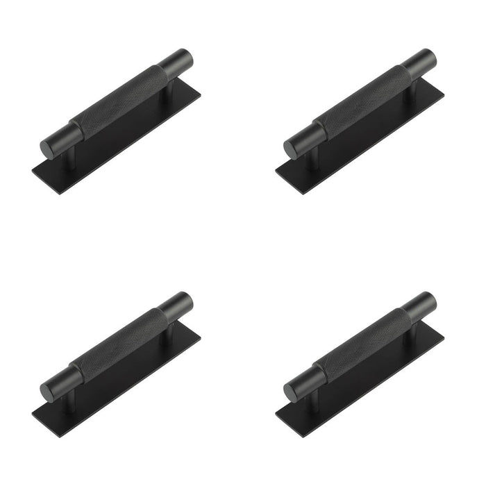 PACK Stylish 96mm Matt Black Cabinet Handle with Solid Brass Backplate Kitchen Drawer Pull Handle