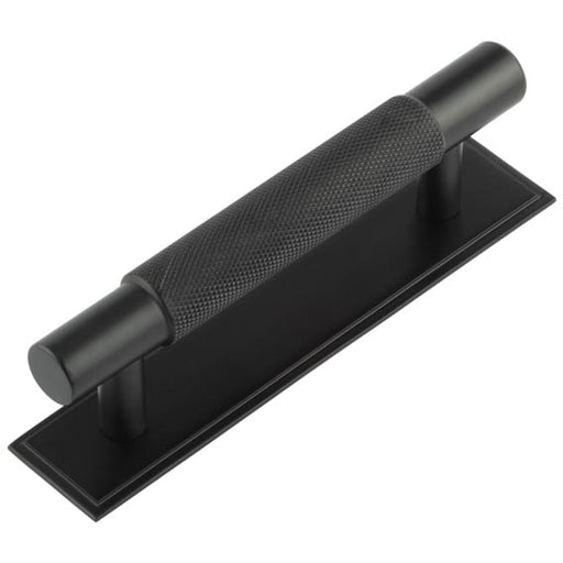 Stylish 96mm Matt Black Cabinet Handle with Stepped Backplate Kitchen Drawer Pull Handle