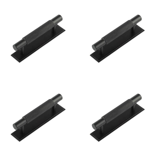 PACK Stylish 96mm Matt Black Cabinet Handle with Stepped Backplate Kitchen Drawer Pull Handle