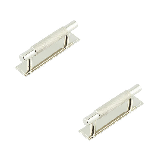 PACK Stylish 96mm Polished Nickel Cabinet Handle with Stepped Backplate Kitchen Drawer Pull Handle (3)