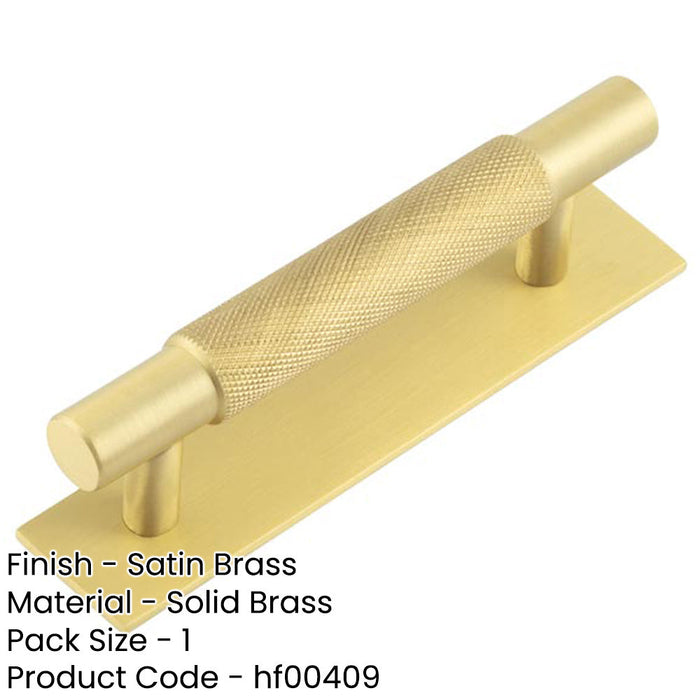 Stylish Satin Brass Cabinet Handle with 96mm Ctrs Plain Backplate Kitchen Drawer Pull Handle-1