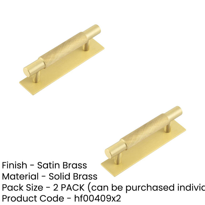 PACK Stylish Satin Brass Cabinet Handle with 96mm Ctrs Plain Backplate Kitchen Drawer Pull Handle (1)-1