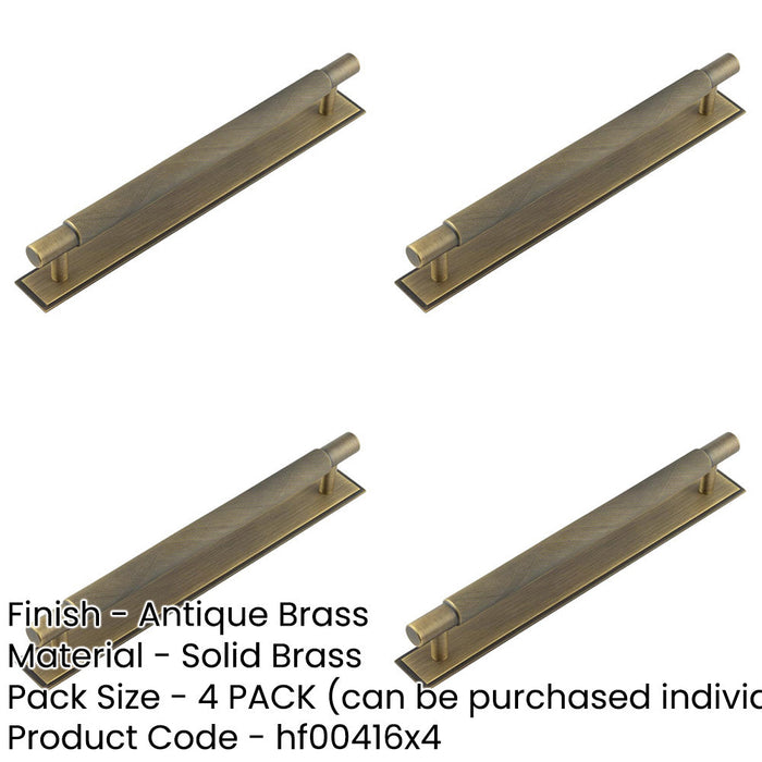 PACK Antique Brass Cabinet Handle with Stepped Backplate 224mm Ctrs Kitchen Drawer Pull Handle-1