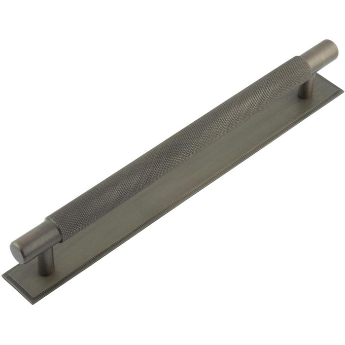 Stylish 224mm Dark Bronze Cabinet Handle with Unique Stepped Backplate Kitchen Drawer Pull Handle