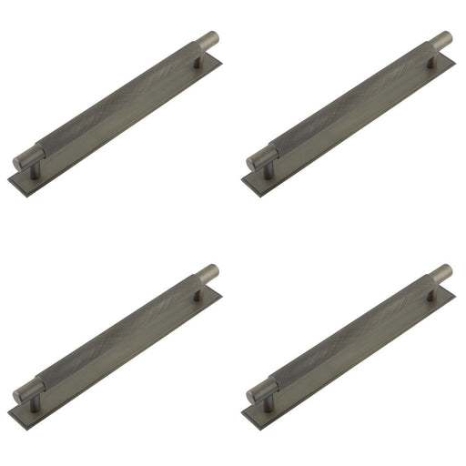 PACK Stylish 224mm Dark Bronze Cabinet Handle with Unique Stepped Backplate Kitchen Drawer Pull Handle